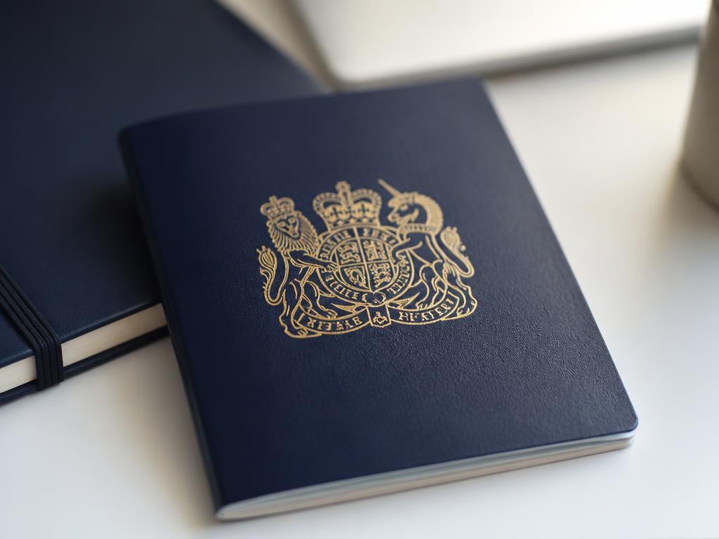 A British passport on a desk